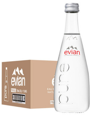 evian/依云 法国高端纯净饮用矿泉水330ml*20整箱玻璃瓶